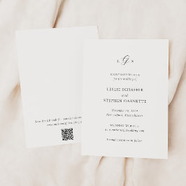 Tijdloze zwart-wit QR-code Elegante bruiloft Save The Date
