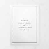 Tijdloze Zwart-Wit QR Code Elegante Trouwdag Drieluik Uitnodiging (Cover)