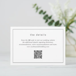 Tijdloze Zwart-Wit QR Code Moderne Trouwdag Informatiekaartje