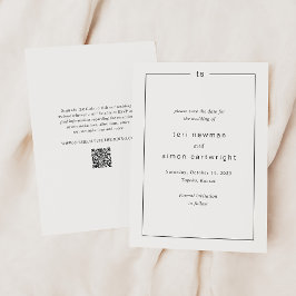 Tijdloze Zwart-Wit QR Code Moderne Trouwdag Save The Date