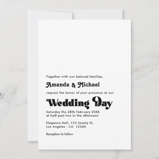 Tijdloze zwart-wit Retro Typografie Wedding Kaart (Voorkant)