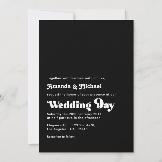Tijdloze zwart-wit Retro Typografie Wedding Kaart (Voorkant)