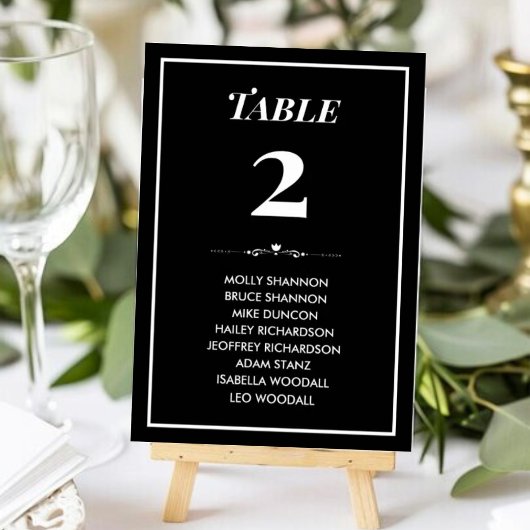 Tijdloze Zwart & Wit Wedding Zitting Grafiek Kaart