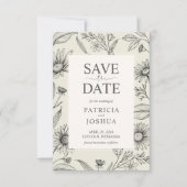 Tijdloze zwart-witte Wildflower Bewaar de datum Save The Date (Voorkant)