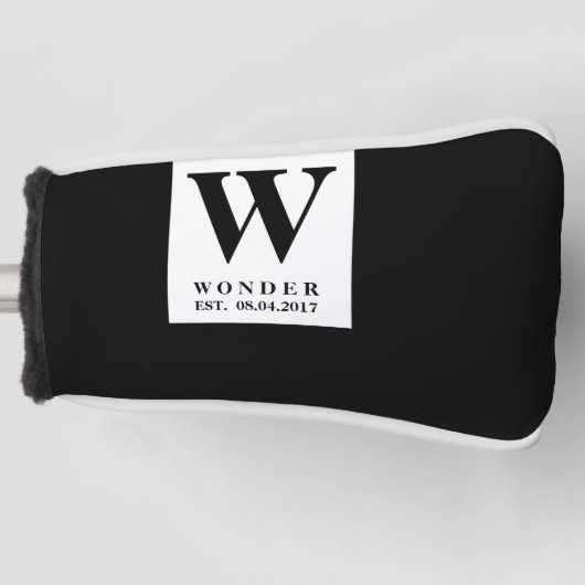 Tijdloze Zwarte Bruiloft Golfheadcover (Voorkant)