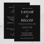 Tijdloze zwarte  bruiloft kaart (Voorkant / Achterkant)