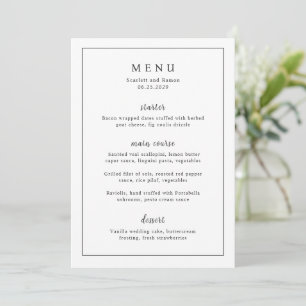 Tijdloze Zwarte en Witte Elegante Bruiloft Menu