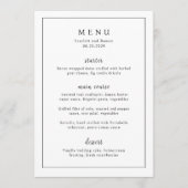 Tijdloze Zwarte en Witte Elegante Bruiloft Menu (Voorkant)