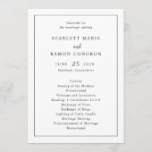 Tijdloze Zwarte en Witte Elegante Bruiloft Programmakaart (Voorkant)