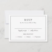 Tijdloze Zwarte en Witte Elegante Bruiloft RSVP Kaartje (Voorkant)