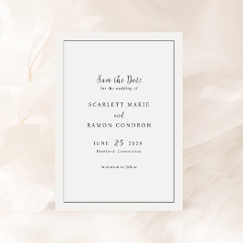 Tijdloze Zwarte en Witte Elegante Bruiloft Save The Date