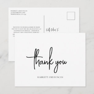 Tijdloze Zwarte en Witte Elegante Trouw Dankjewel Briefkaart
