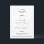Tijdloze Zwarte en Witte Elegante Trouwdag Menu<br><div class="desc">Elegant trouwmenu met een eenvoudig ontwerp met serif- en scriptlettertypen binnen een rand.</div>