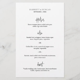 Tijdloze Zwarte en Witte Elegante Trouwmenu