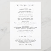 Tijdloze Zwarte en Witte Elegante Trouwprogramma (Achterkant)