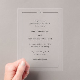 Tijdloze Zwarte en Witte Monogram Moderne Trouwdag Acryl Uitnodigingen