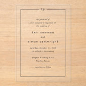 Tijdloze Zwarte en Witte Monogram Moderne Trouwdag Acryl Uitnodigingen (Voorkant)