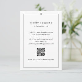 Tijdloze Zwarte en Witte Monogram Moderne Trouwdag RSVP Kaartje