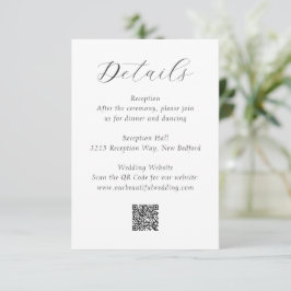 Tijdloze Zwarte en Witte QR Code Elegante Trouw Informatiekaartje