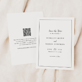Tijdloze Zwarte en Witte QR Code Elegante Trouwdag Save The Date