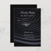 Tijdloze Zwarte, Grijze & Witte Trouw-RSVP RSVP Kaartje (Voorkant / Achterkant)