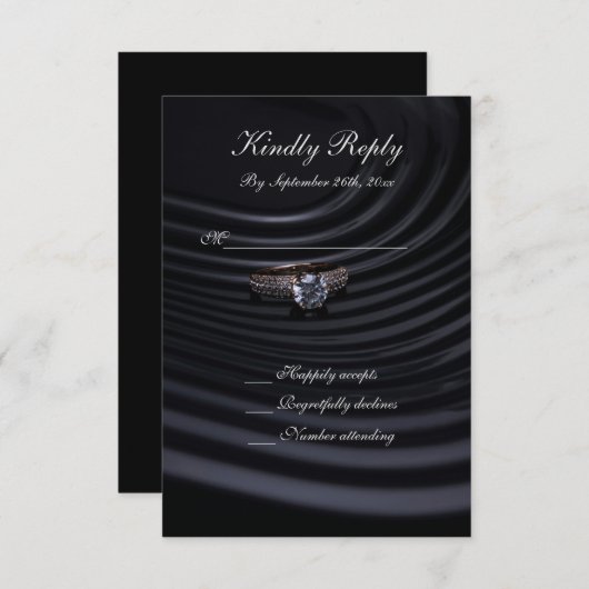 Tijdloze Zwarte, Grijze & Witte Trouw-RSVP RSVP Kaartje (Voorkant / Achterkant)
