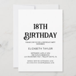 Tijdloze zwarte kalligrafie 18e verjaardag kaart