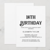 Tijdloze zwarte kalligrafie 18e verjaardag kaart (Voorkant / Achterkant)