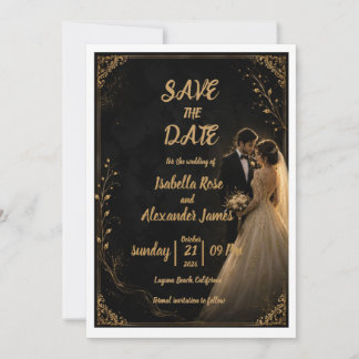 Tijdloze Zwarte Save The Date kaart
