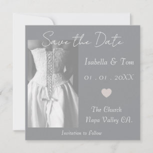 Tijdloze Zwarte & Witte Elegante Minimalistische T Save The Date
