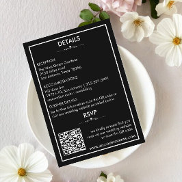 Tijdloze Zwarte & Witte Trouwdetails/RSVP-kaart Informatiekaartje