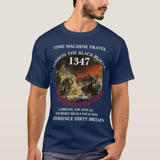 TIJDmachine REIS LONDEN 1347 ZWARTE DOOD T-shirt (Voorkant)