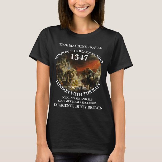 TIJDmachine REIS LONDEN 1347 ZWARTE DOOD T-shirt (Voorkant)