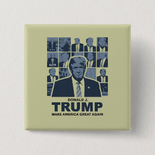 TIJDPERK VAN DONALD TRUMP VIERKANTE BUTTON 5,1 CM