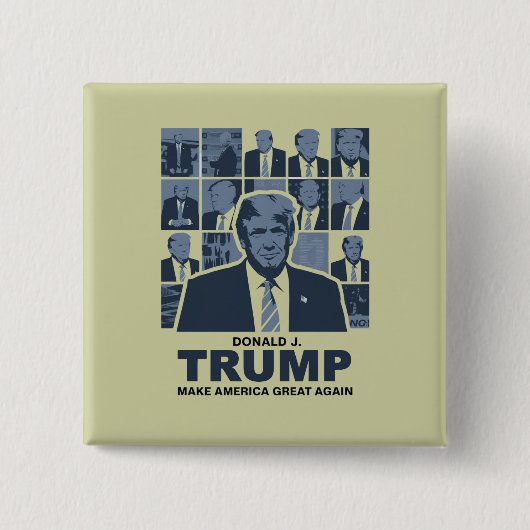 TIJDPERK VAN DONALD TRUMP VIERKANTE BUTTON 5,1 CM (Voorkant)