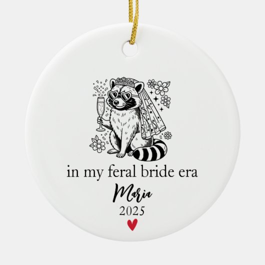 Tijdperk van Wilde Bruid, Grappig Wasbeer Bruid Ge Keramisch Ornament (Voorkant)