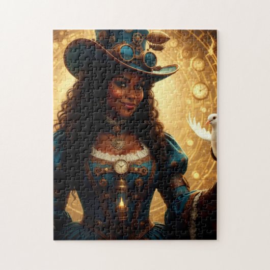 Tijdreizende Steampunk Dame met Duif Legpuzzel (Verticaal)