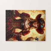 Tijdreizende Steampunk Dame met Valk Legpuzzel (Horizontaal)