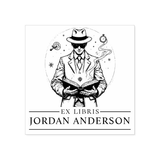Tijdreiziger Detective Boek Stamp Rubberstempel (Afrduk)