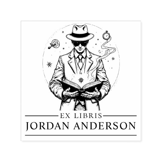 Tijdreiziger Detective Boek Stamp Zelfinktende Stempel (Design)