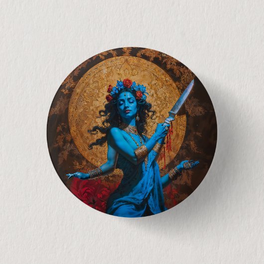 Tijd's zachte moeder Kali Ronde Button 3,2 Cm (Voorkant)