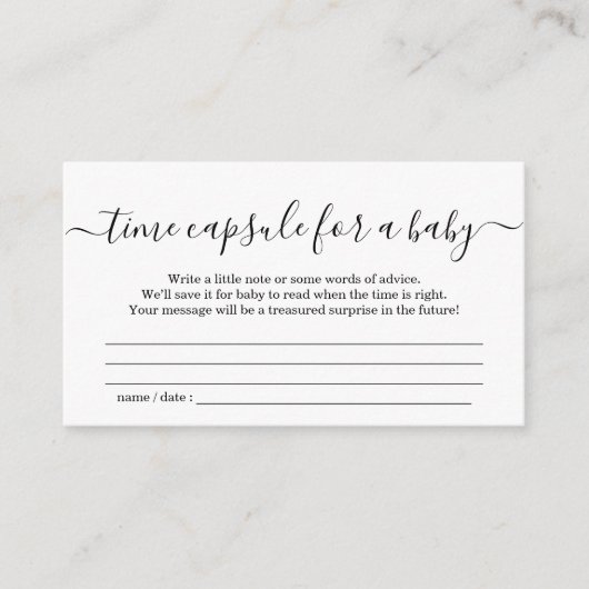 Tijdscapsule Baby Shower Informatiekaartje (Voorkant)