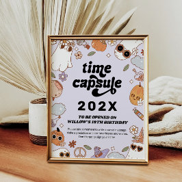 Tijdscapsule Groovy Griezelige Halloween Verjaarda Poster