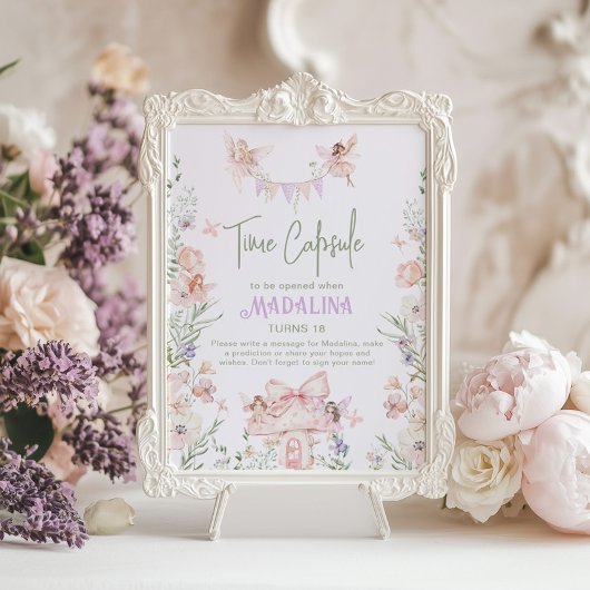Tijdscapsule Whimsical tuin Fee Eerste Verjaardag Poster