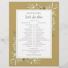 Tijdschema Elegant Gold Greenery Wedding