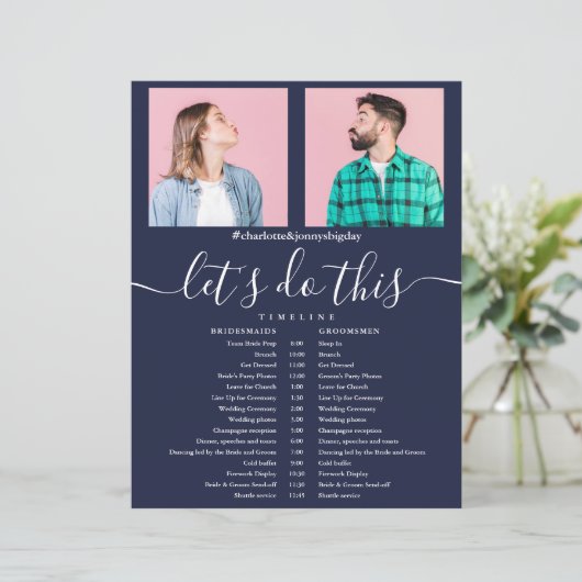 Tijdschema Navy Blue Photo Script Weddenschap (Staand voorkant)