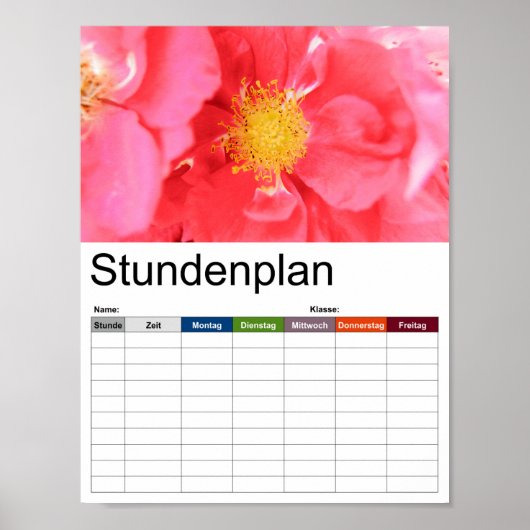Tijdschema struik Rozen Poster (Voorkant)