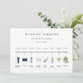 Tijdschema van de huwelijksdag geïllustreerde Wate Programmakaart (Staand voorkant)