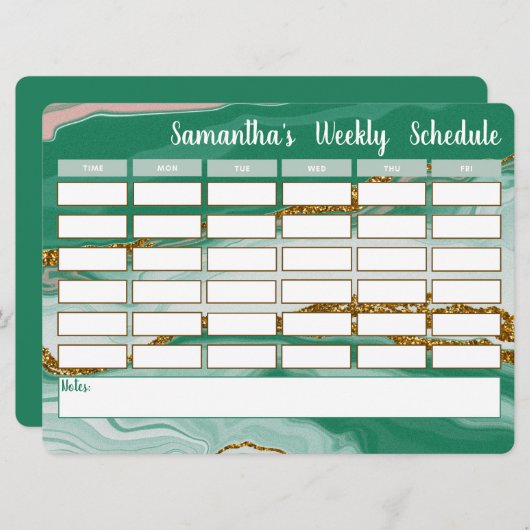 Tijdschema van de speciale wekelijkse planning van (Voorkant / Achterkant)