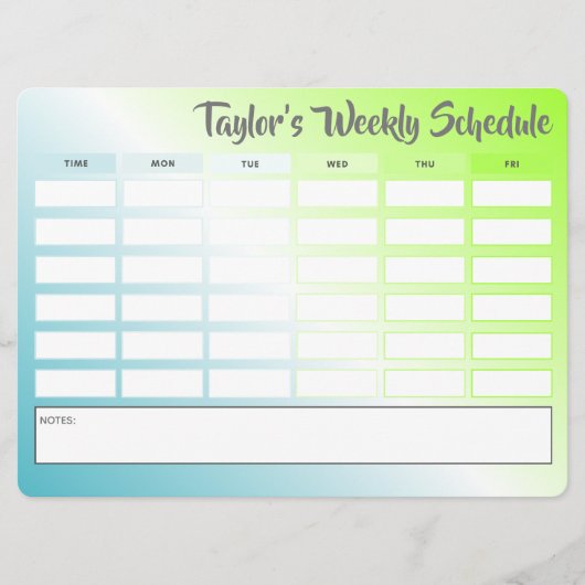 Tijdschema van de speciale wekelijkse planning van (Voorkant)